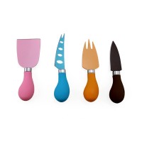 Hot sale colorful non-stick coated 4pcs mini cheese knife set